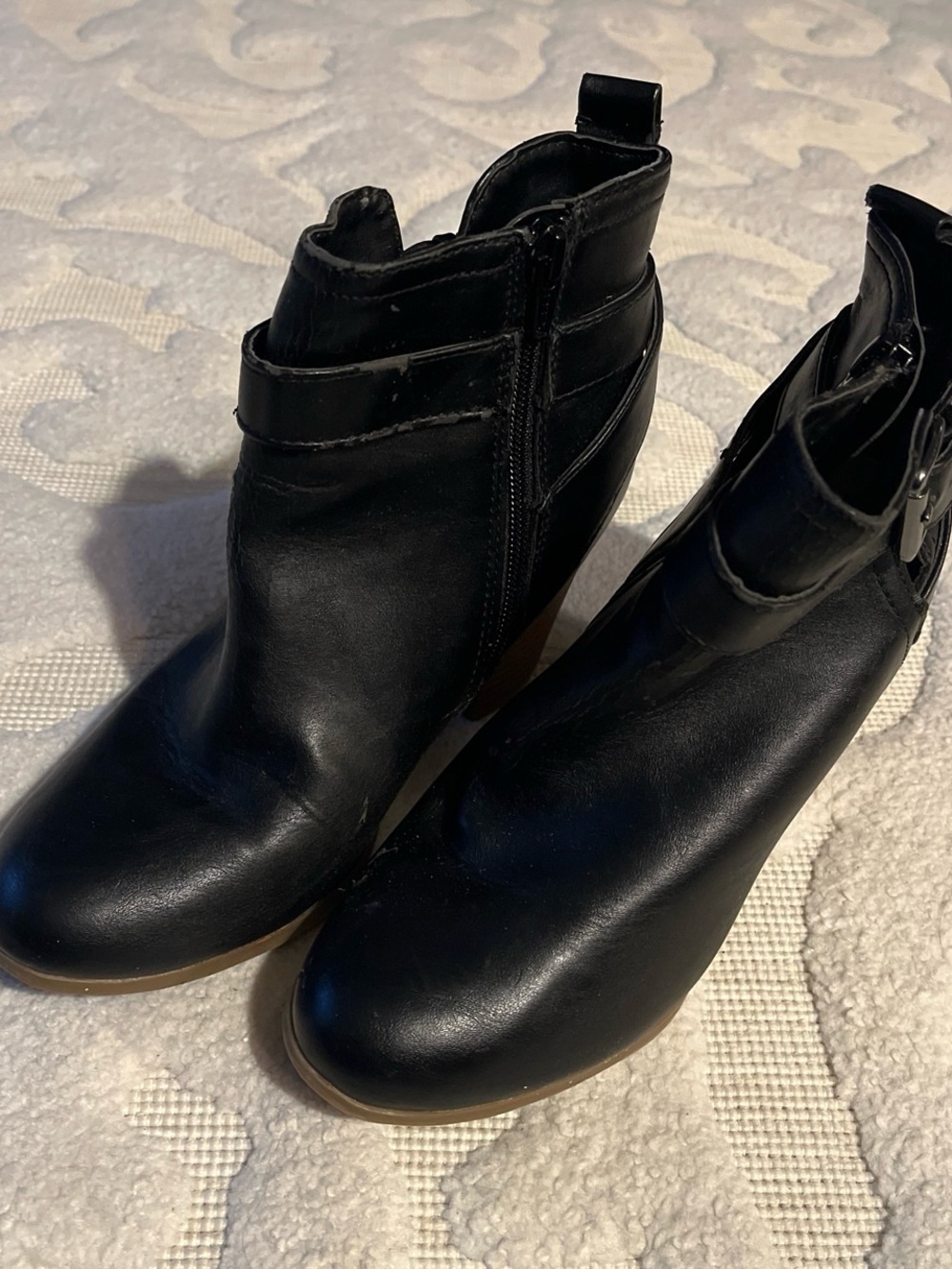 Time and Tru Black Ankle Booties with Side Zip